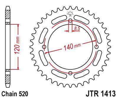 JT JTR1413.39 Zadní kolečko (rozeta), 39 zubů, 520