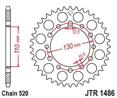 JT JTR1486.41 Zadní kolečko (rozeta), 41 zubů, 520