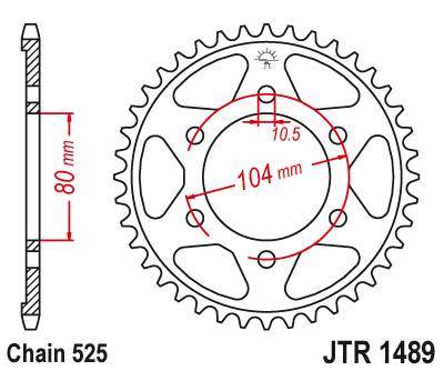 JT JTR1489.39 Zadní kolečko (rozeta), 39 zubů, 525 KAWASAKI ZX 9R 02-03, ZX 10 04-15