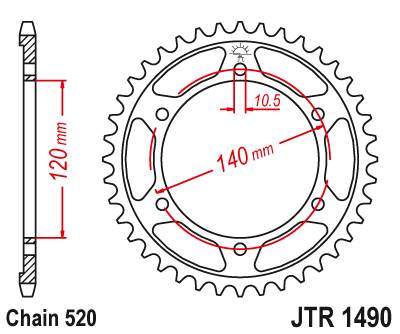 JT JTR1490.42 Zadní kolečko (rozeta), 42 zubů, 520