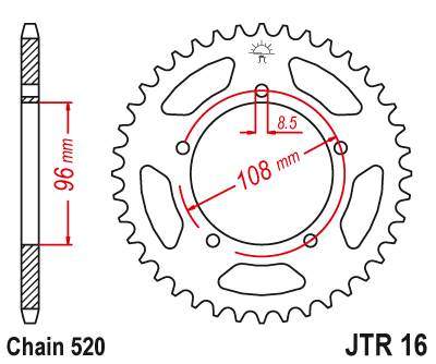 JT JTR16.40 Zadní kolečko (rozeta), 40 zubů, 520