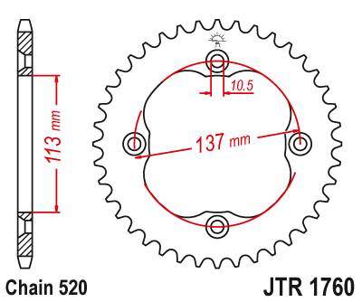JT JTR1760.36 Zadní kolečko (rozeta), 36 zubů, 520 SUZUKI LTR 450 06-10