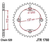 JT JTR1760.40 Zadní kolečko (rozeta), 40 zubů, 520 SUZUKI LTZ 400 09-12