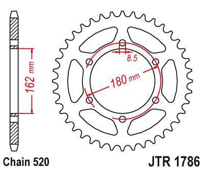 JT JTR1786.52 Zadní kolečko (rozeta), 52 zubů, 520