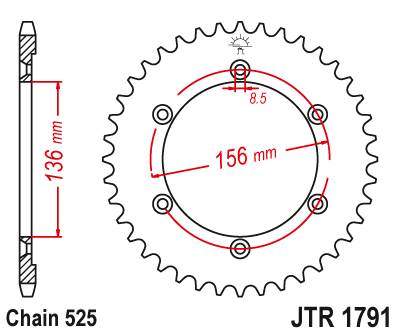JT JTR1791.41 Zadní kolečko (rozeta), 41 zubů, 525 SUZUKI DR 650 SE 96-12