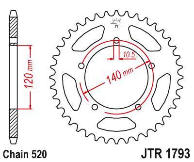 JT JTR1793.43 Zadní kolečko (rozeta), 43 zubů, 520 SUZUKI GSX-R 600 01-05, 750 06-10