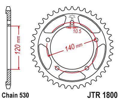 JT JTR1800.40 Zadní kolečko (rozeta), 40 zubů, 530 SUZUKI SV 1000 03-07, GSXR 1000 01-06 (-1)