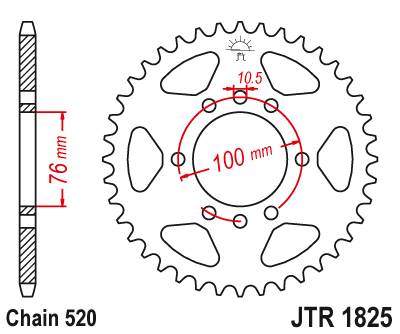 JT JTR1825.46 Zadní kolečko (rozeta), 46 zubů, 520 SUZUKI DR 500 (81-83)