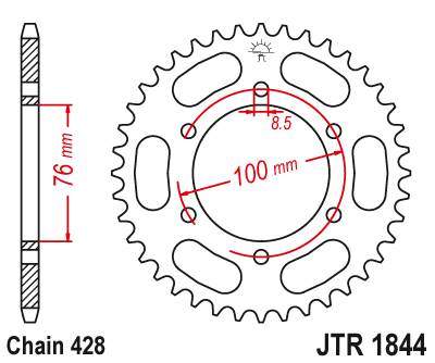 JT JTR1844.44 Zadní kolečko (rozeta), 44 zubů, 428 YAMAHA YZF 125R 08-15, MT 125 15-16 (-4)