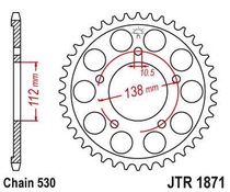 JT JTR1871.52 Zadní kolečko (rozeta), 52 zubů, 530
