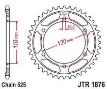 JT JTR1876.43 Zadní kolečko (rozeta), 43 zubů, 525 SUZUKI GSXR 600 11-15, YAMAHA MT-07 14-16