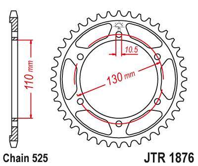 JT JTR1876.44 Zadní kolečko (rozeta), 44 zubů, 525 SUZUKI GSX 1000S 15-16