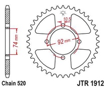 JT JTR1912.42 Zadní kolečko (rozeta), 42 zubů, 520