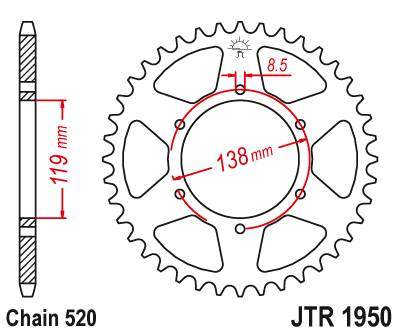 JT JTR1950.48 Zadní kolečko (rozeta), 48 zubů, 520
