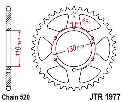 JT JTR1977.45 Zadní kolečko (rozeta), 45 zubů, 520