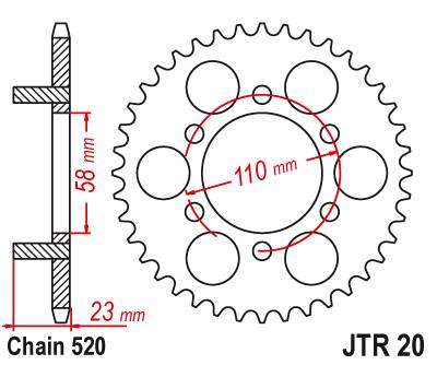 JT JTR20.40 Zadní kolečko (rozeta), 40 zubů, 520