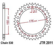 JT JTR2011.43 Zadní kolečko (rozeta), 43 zubů, 530 TRIUMPH 900/955/1000