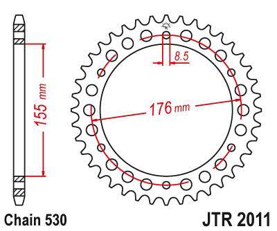 JT JTR2011.44 Zadní kolečko (rozeta), 44 zubů, 530