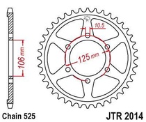 JT JTR2014.37 Zadní kolečko (rozeta), 37 zubů, 525 TRIUMPH 675 06-16