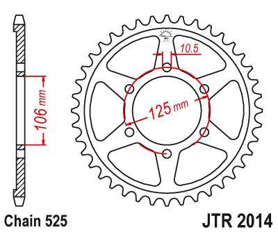 JT JTR2014.39 Zadní kolečko (rozeta), 39 zubů, 525