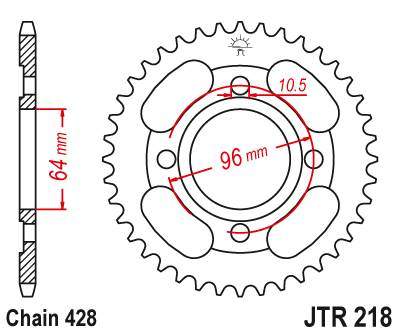 JT JTR218.44 Zadní kolečko (rozeta), 44 zubů, 428