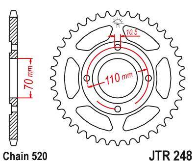 JT JTR248.44 Zadní kolečko (rozeta), 44 zubů, 520