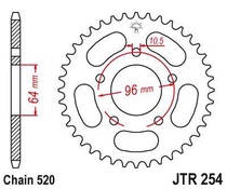JT JTR254.37 Zadní kolečko (rozeta), 37 zubů, 520 HONDA CBF 250 04-07