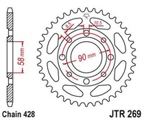 JT JTR269.34 Zadní kolečko (rozeta), 34 zubů, 428