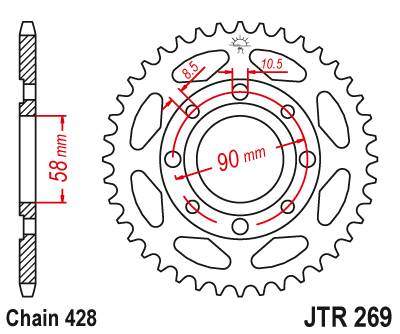 JT JTR269.37 Zadní kolečko (rozeta), 37 zubů, 428
