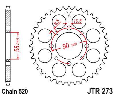 JT JTR273.41 Zadní kolečko (rozeta), 41 zubů, 520 HONDA VT 125C 99-07