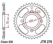 JT JTR278.37 Zadní kolečko (rozeta), 37 zubů, 530