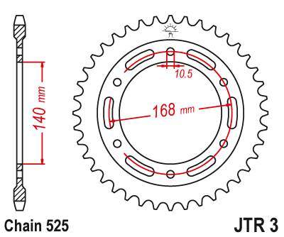 JT JTR3.42 Zadní kolečko (rozeta), 42 zubů, 525 BMW F 800 GS 06-13 na šroubu 10,5mm