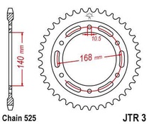 JT JTR3.47 Zadní kolečko (rozeta), 47 zubů, 525 BMW F 800 R 09-13 (otvor na šroubu 10,5mm) pro BMW F 800 R rok výroby 2017