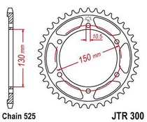 JT JTR300.42 Zadní kolečko (rozeta), 42 zubů, 525 YAMAHA TDM 900 02-13