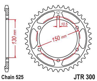 JT JTR300.46 Zadní kolečko (rozeta), 46 zubů, 525 YAMAHA FZ 8 10-15