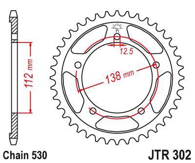 JT JTR302.41 Zadní kolečko (rozeta), 41 zubů, 530 HONDA CBF 1000 10-15, VTR 1000 FIRE STORM 97-05