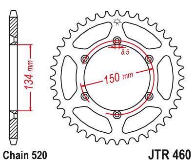 JT JTR460.39 Zadní kolečko (rozeta), 39 zubů, 520