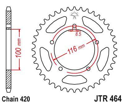 JT JTR464.44 Zadní kolečko (rozeta), 44 zubů, 420