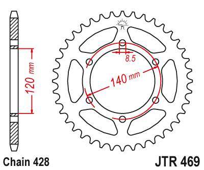 JT JTR469.44 Zadní kolečko (rozeta), 44 zubů, 428