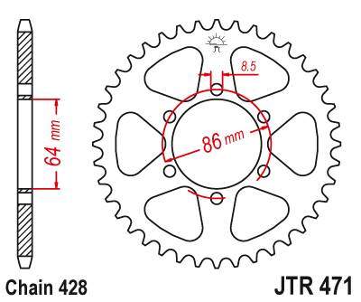 JT JTR471.48 Zadní kolečko (rozeta), 48 zubů, 428