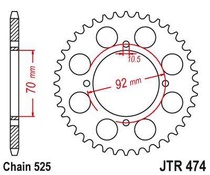 JT JTR474.48 Zadní kolečko (rozeta), 48 zubů, 525