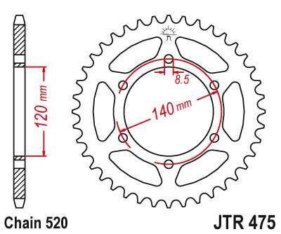 JT JTR475.40 Zadní kolečko (rozeta), 40 zubů, 520