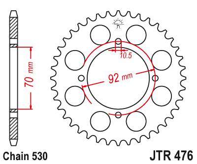 JT JTR476.45 Zadní kolečko (rozeta), 45 zubů, 530