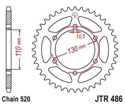 JT JTR486.38 Zadní kolečko (rozeta), 38 zubů, 520 KAWASAKI ZR 550 ZEPHYR 91-00