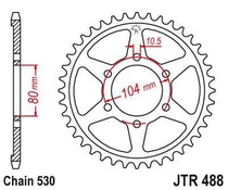 JT JTR488.43 Zadní kolečko (rozeta), 43 zubů, 530 KAWASAKI ZX750R, NINJA, KLZ VERSYS (12-)