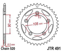 JT JTR491.40 Zadní kolečko (rozeta), 40 zubů, 520 DUCATI 750 PASO 86-90, 906 PASO 90-93