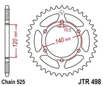 JT JTR498.38 Zadní kolečko (rozeta), 38 zubů, 525 KAWASAKI ZR7 (99-04)