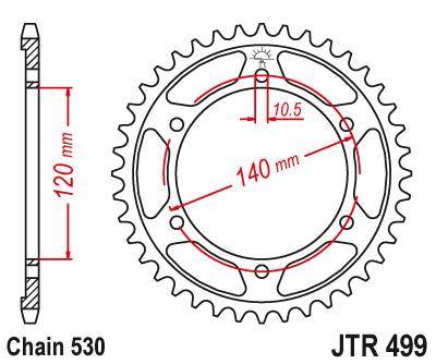 JT JTR499.39 Zadní kolečko (rozeta), 39 zubů, 530 SUZUKI GSXR 1300 (99-07)
