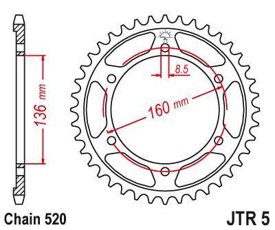 JT JTR5.40 Zadní kolečko (rozeta), 40 zubů, 520 BMW G310 R 16-18