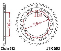JT JTR503.45 Zadní kolečko (rozeta), 45 zubů, 532